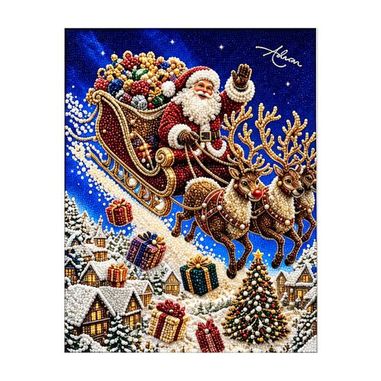 Parent Child Projects Christmas Faux Pearl Painting Kit, Santa Reindeer DIY Art Festive Wall Decorations 3D Angel Craft Kit for Adults, Home