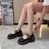 Schwarze Plateau-Pumps mit Knöchelschnalle für Damen im japanischen Lackleder-Mary-Jane-Stil, Damen-Punk-Lolita-Schuhe mit dicken Absätzen