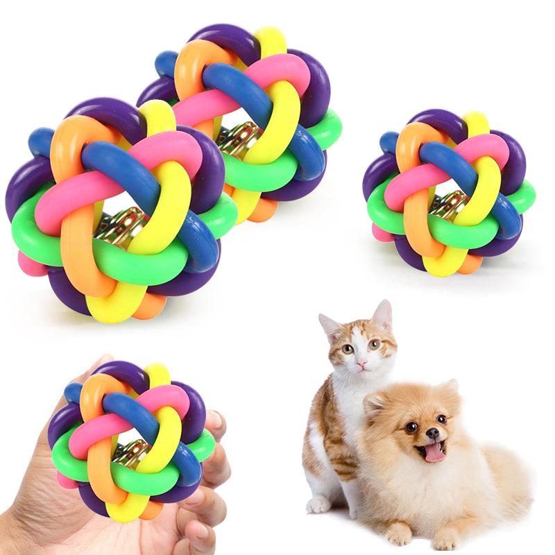 Small Medium Large Cat and Dog Chew Toys Eco-Friendly Colorful Bell Ball Made of Rubber Pet Toy
