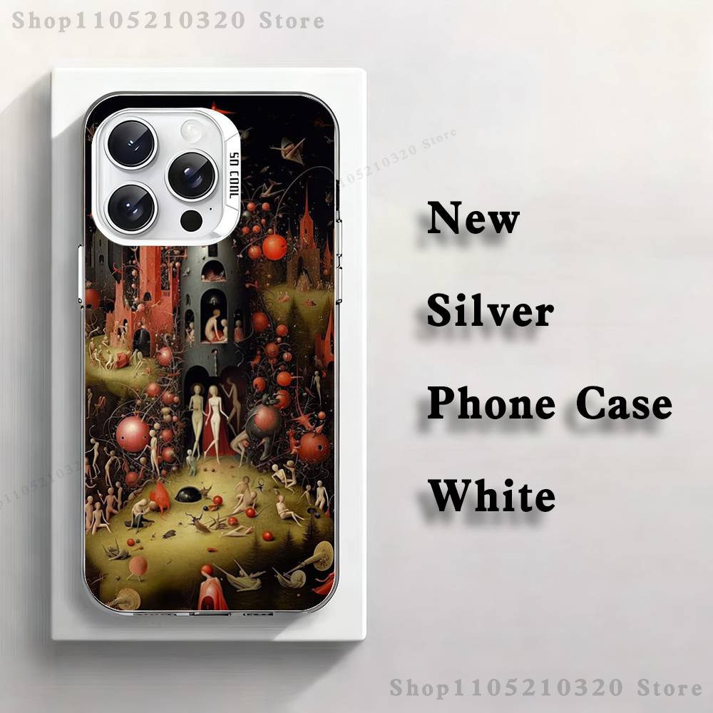 

H-Hieronymus Bosch Painting Phone Case For iPhone 17,16,15,14,13,12,11,Pro,Max,Plus,Mini,XS,SE Anti Fall White Matte Hard Bumper iPhone14Plus