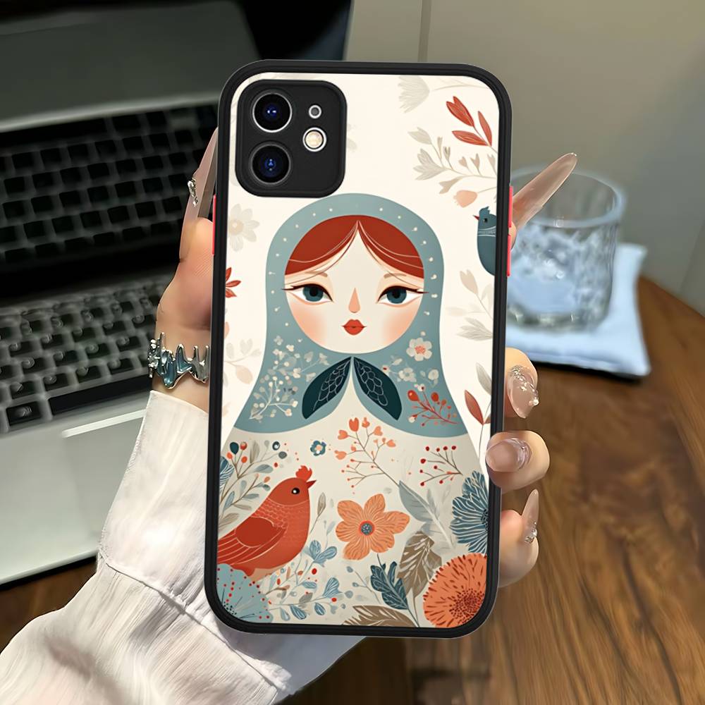 Classic Matryoshka Doll Phone Case For IPhone 16 15 14 11 12 13 Pro Max Plus 12 XS Max Back Cover Matte Case