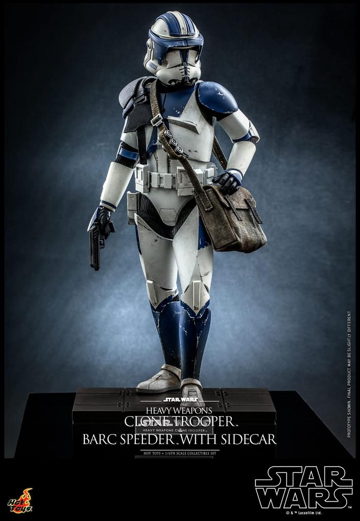 TV Masterpiece Star Wars: The Clone Wars Heavy Weapon Clone Trooper & BARC Speeder (with Sidecar) 1/6 Scale Figure, White, TMS077