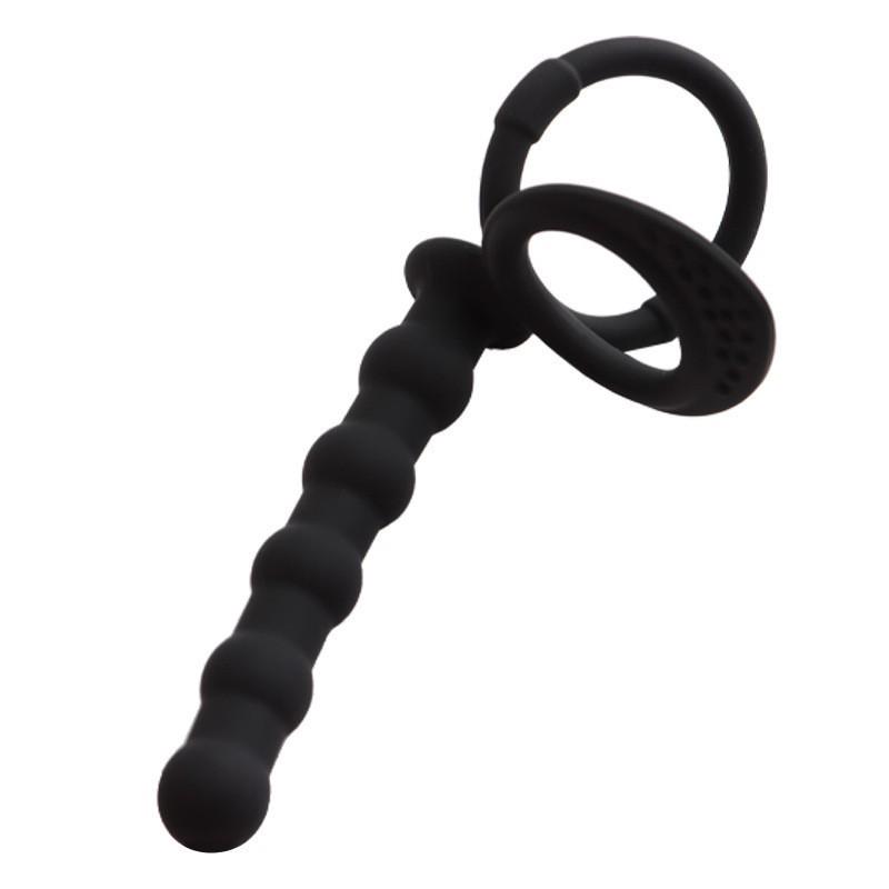 Double Hole Silicone Anal Plug & Bead Lock Ring for Men & Women