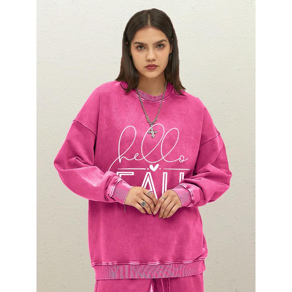 

Осенняя Любовь Искусство Дизайн Слов Принт Женский Выстиранный Свитшот Хлопок Свободная Одежда Осенний Пуловер Удобная Спортивная Одежда S