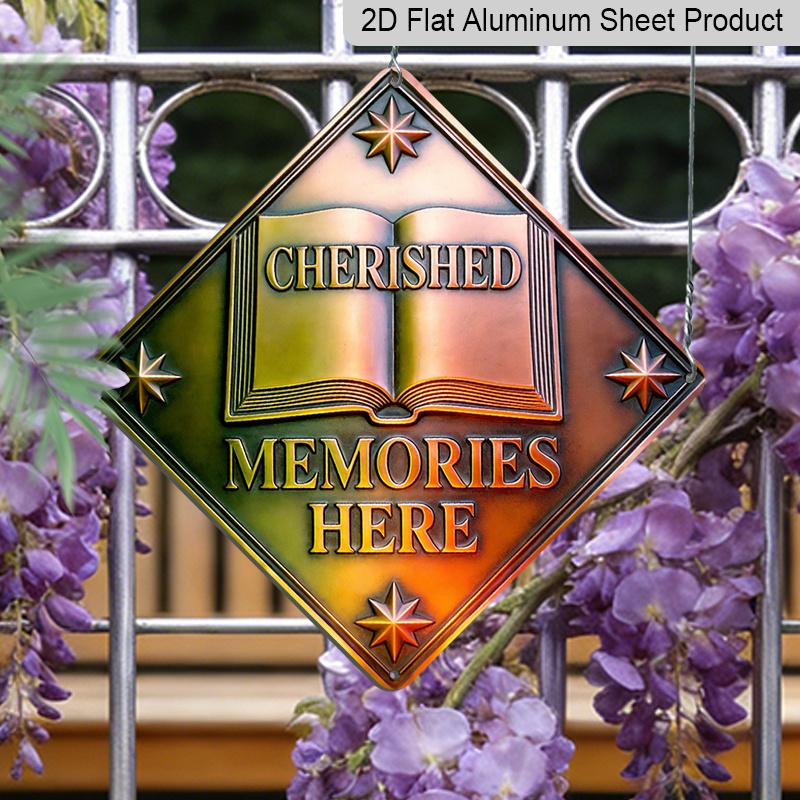 

2D Flat, 1pc Vintage Metal Aluminum Wall Sign - Cherished Memories Commemorative Plaque Retro Nostalgic Gift Suitable for Living Room, Cafe, Homestay 20*20cm