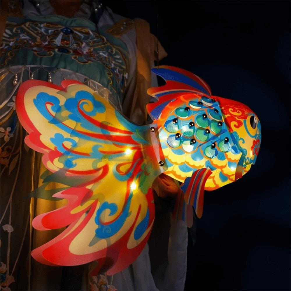 

Luminous Mid-Autumn Festival Lantern DIY Antique Glass Fish Lantern Festival Decoration синій
