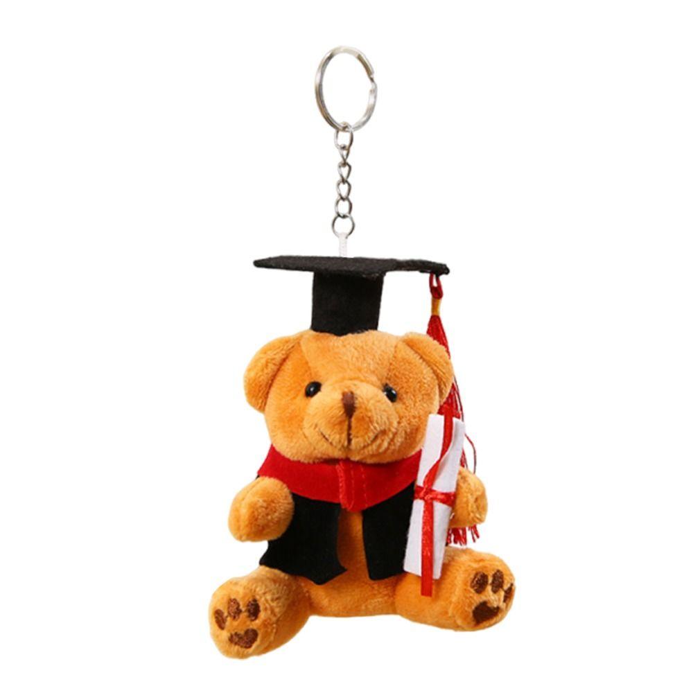 12cm Glasses Bear Doctor Bear Plush Toy Cartoon Bag Hanging Pendants Graduation Gift  Graduation