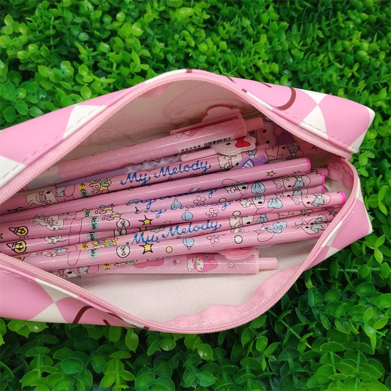 2026 NEW Sanrio Cartoon Kitty Pen Bag Kulomi Student Cute Stationery Bag Square Children's Learning Supplies Storage Bag