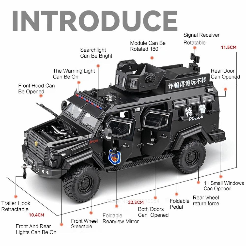 1:24 Modellspielzeug Rezvani Vengeance Sabertooth Gepanzerte Polizeiautos Legierung Druckguss Türen Geöffnet Rückzieher Sound Licht Kind Edutainment