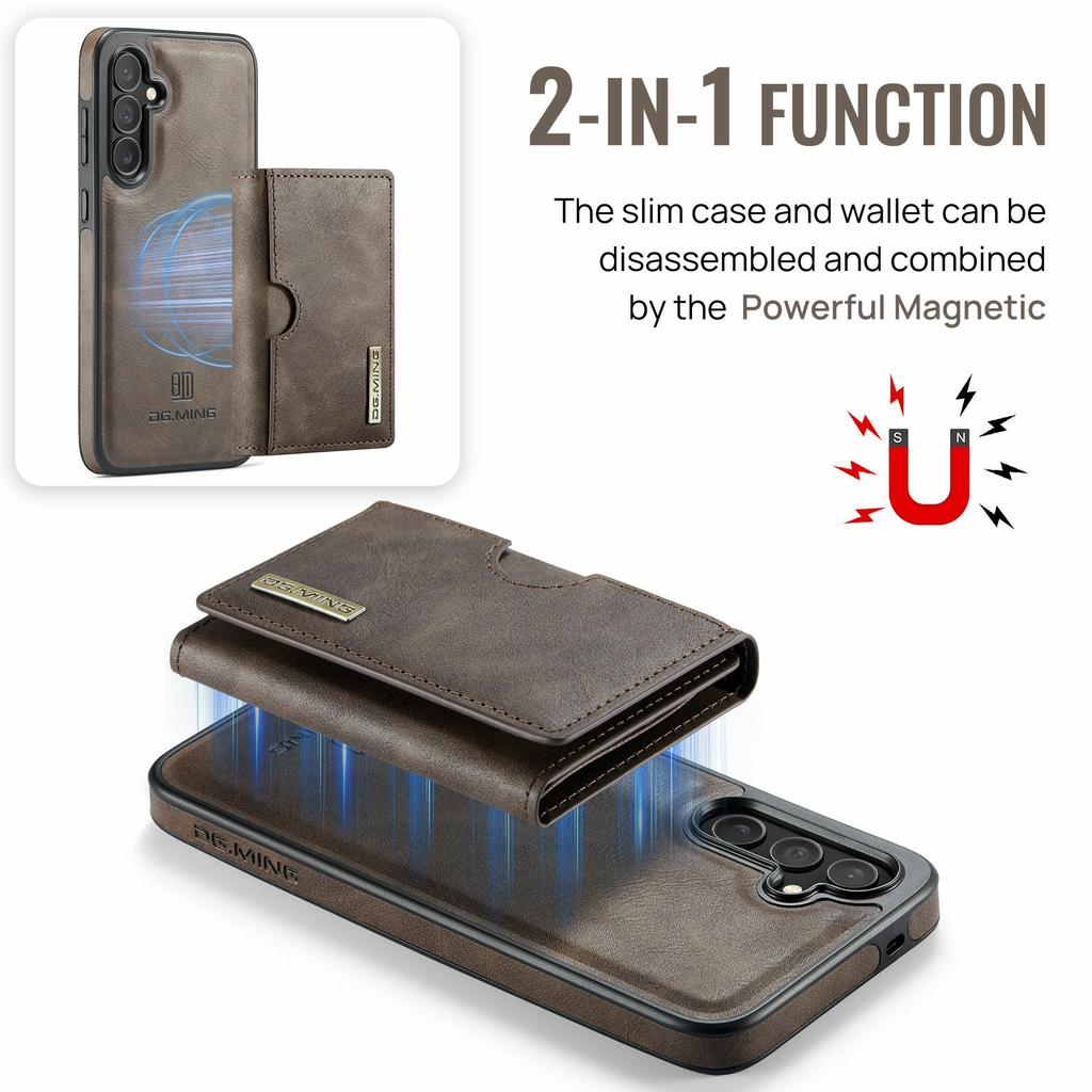 DG.MING M6 Series For Samsung Galaxy S25 FE Case Magnetic Wallet PU + PC + TPU Phone Cover