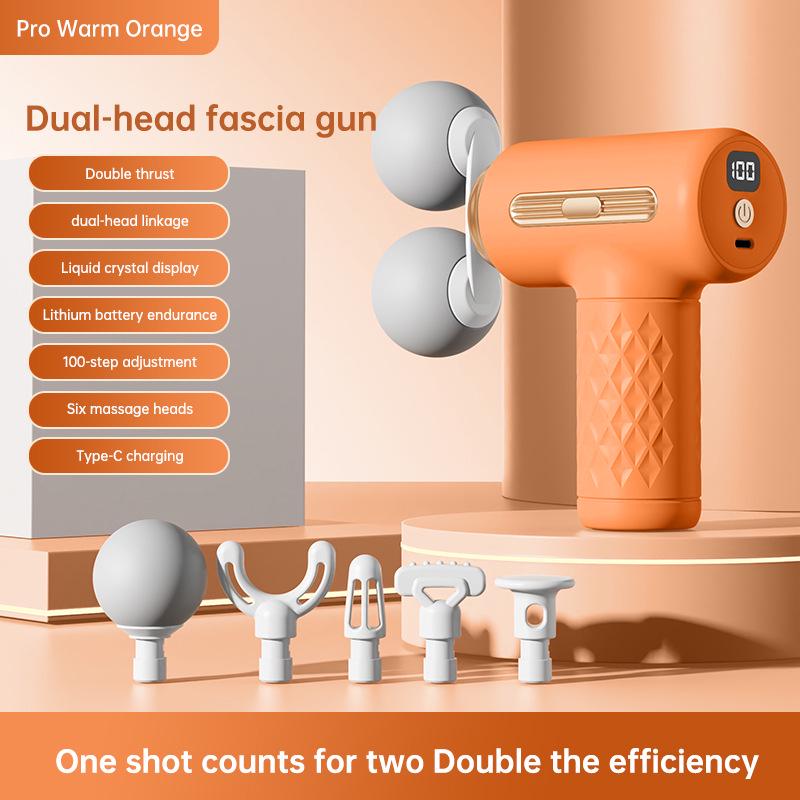 Dual-Head Fascia Gun: Compact Muscle Massager with LED Display for Neck and Spine Relaxation