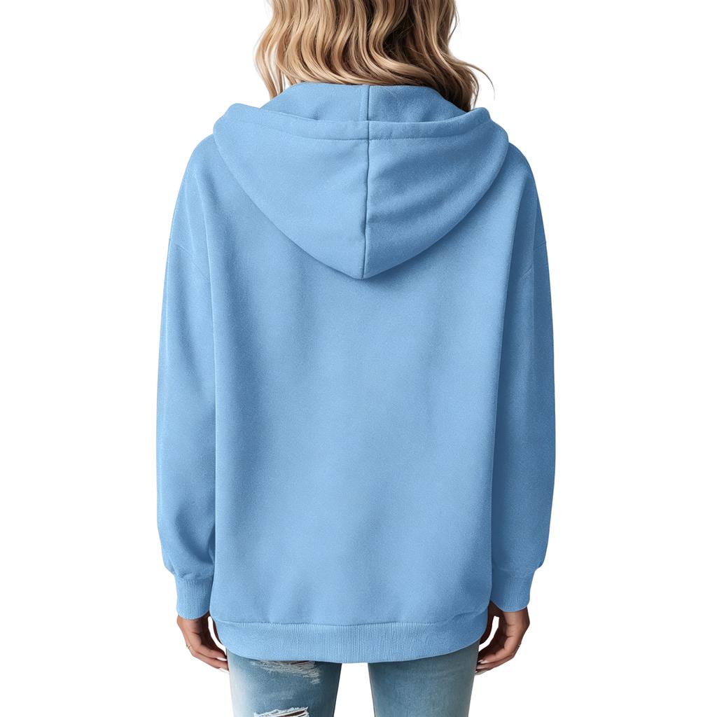 Damen-Hoodie mit halbem Reißverschluss, Kordelzugkapuze und Tasche für legere Alltagsmode