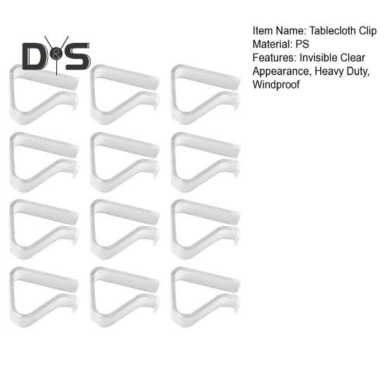 12Pcs Invisible Clear Tablecloth Clip Non-slip Heavy Duty Transparent Indoor Outdoor Wedding Party Picnic Camping Dining Table Cover Holder Fixing