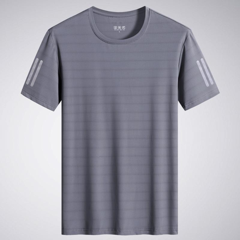 Summer Ice Silk Short-sleeved T-shirt Men's Mesh Thin High-grade Casual Joker T-shirt Quick-drying Sports Men.