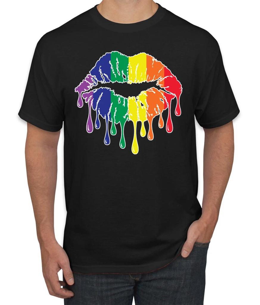 Rainbow LGBTQ Gay Pride Dripping Lips LGBT Pride Men Graphic T- Shirt