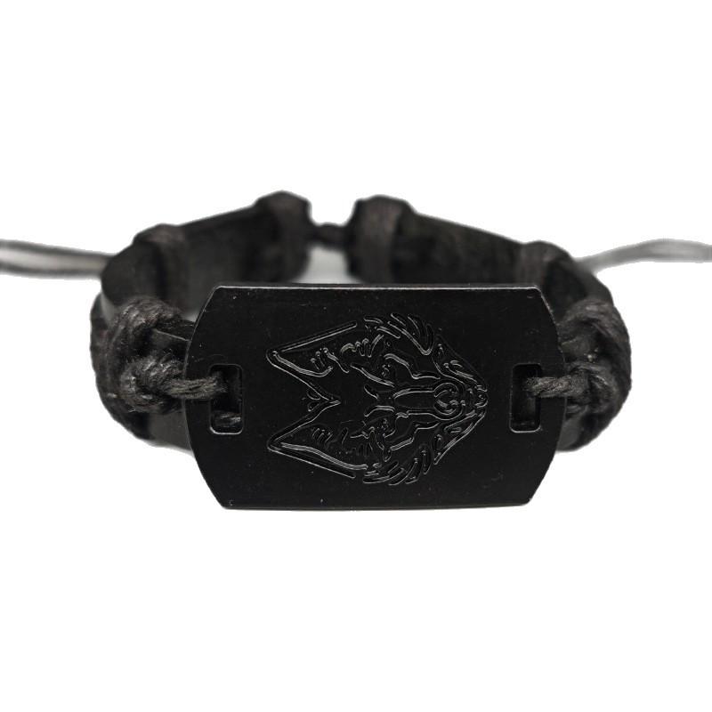 Men's Punk Leather Bracelet with Tibetan Wolf Head - Multi-Layer Woven Cord, Perfect Gift for Boyfriend