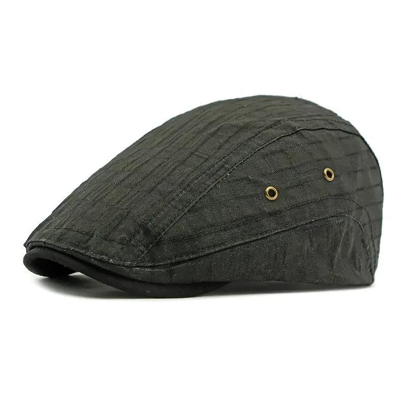 

Spring and Summer Cotton Print Newsboy Caps Men Flat Cap Women Painter Beret Hats 01 56-60cm wear чорний