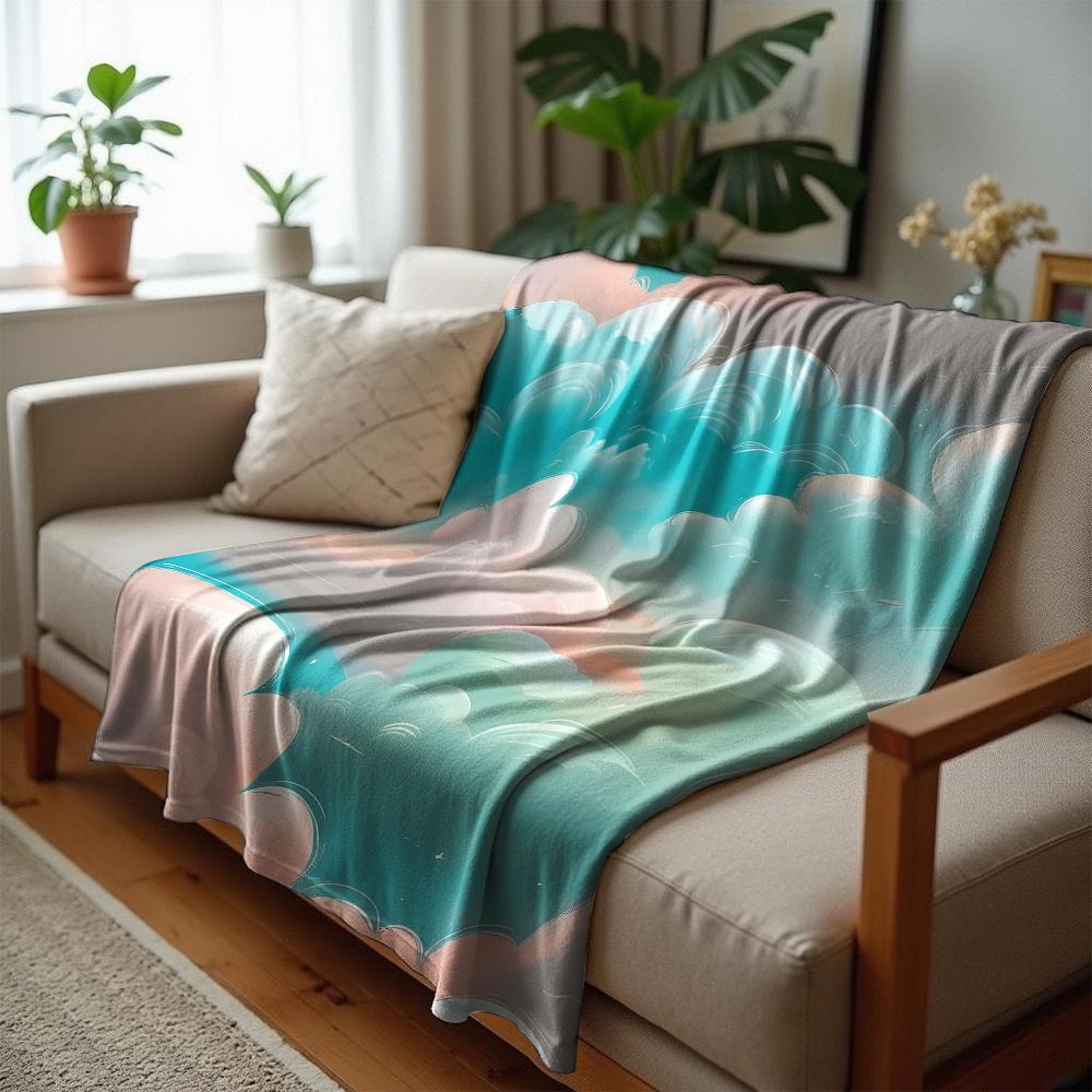Gradient Green Concentric Hearts Anime Cartoon Flannel Blanket Soft Warm Throw for Bedroom Sofa Car Kids Holiday Gift