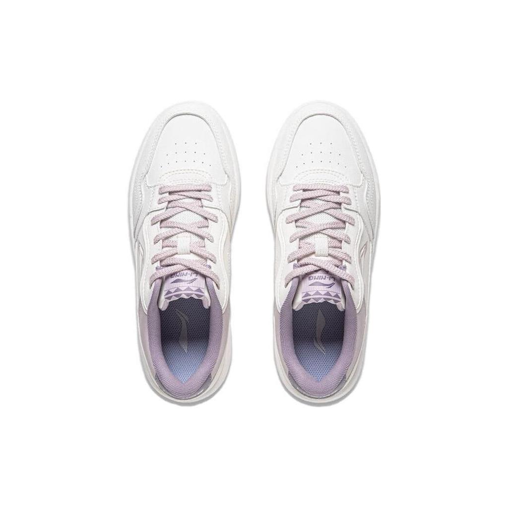 Li Ning Newly Slip Resistant Abrasion Resistant Low top Skateboard Shoes Women's White Purple AGCT474-2
