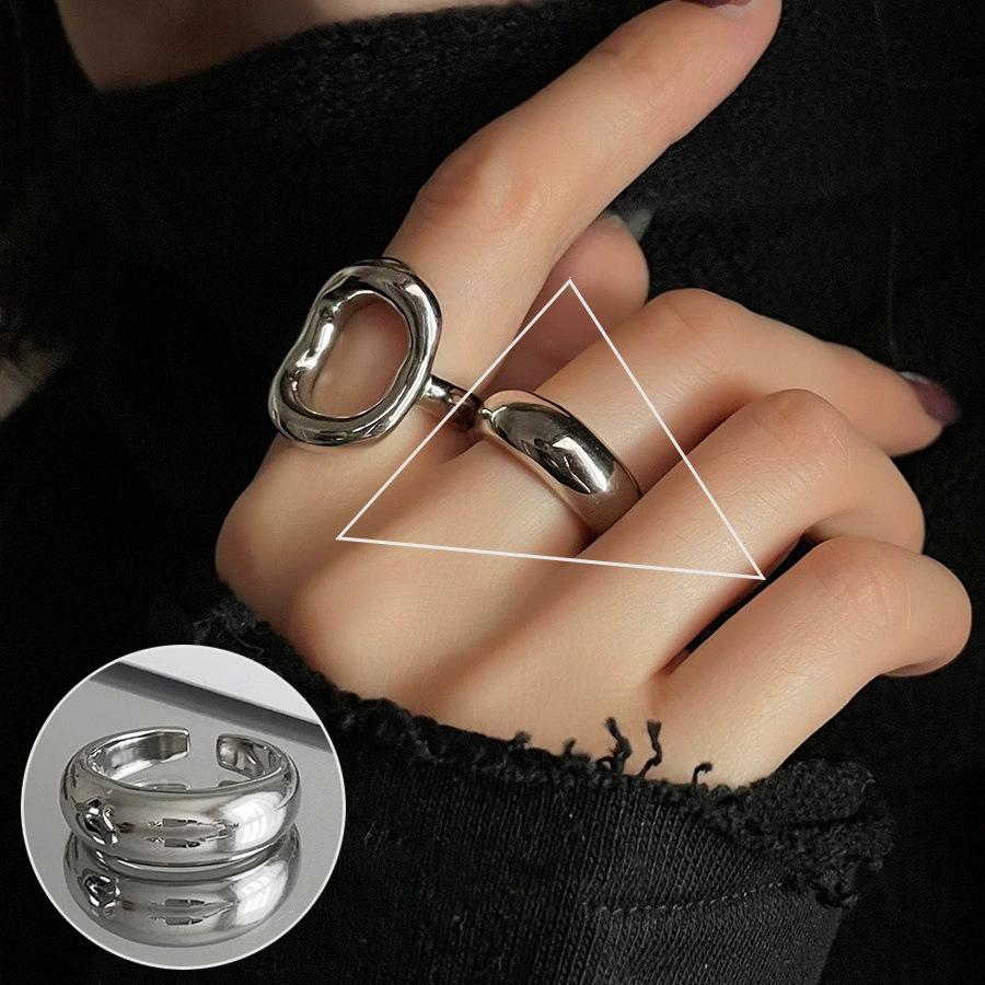 Geometric High-Polish Criss-Cross S925 Silver-Plated Open Ring - Women's Stackable Index Finger Jewelry