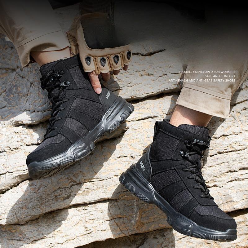 Steel Toe Cap Non Slip Industrial Shoes Men Leather Safety Shoes Anti-Scalding Anti-Smash Anti-Puncture Work Boots