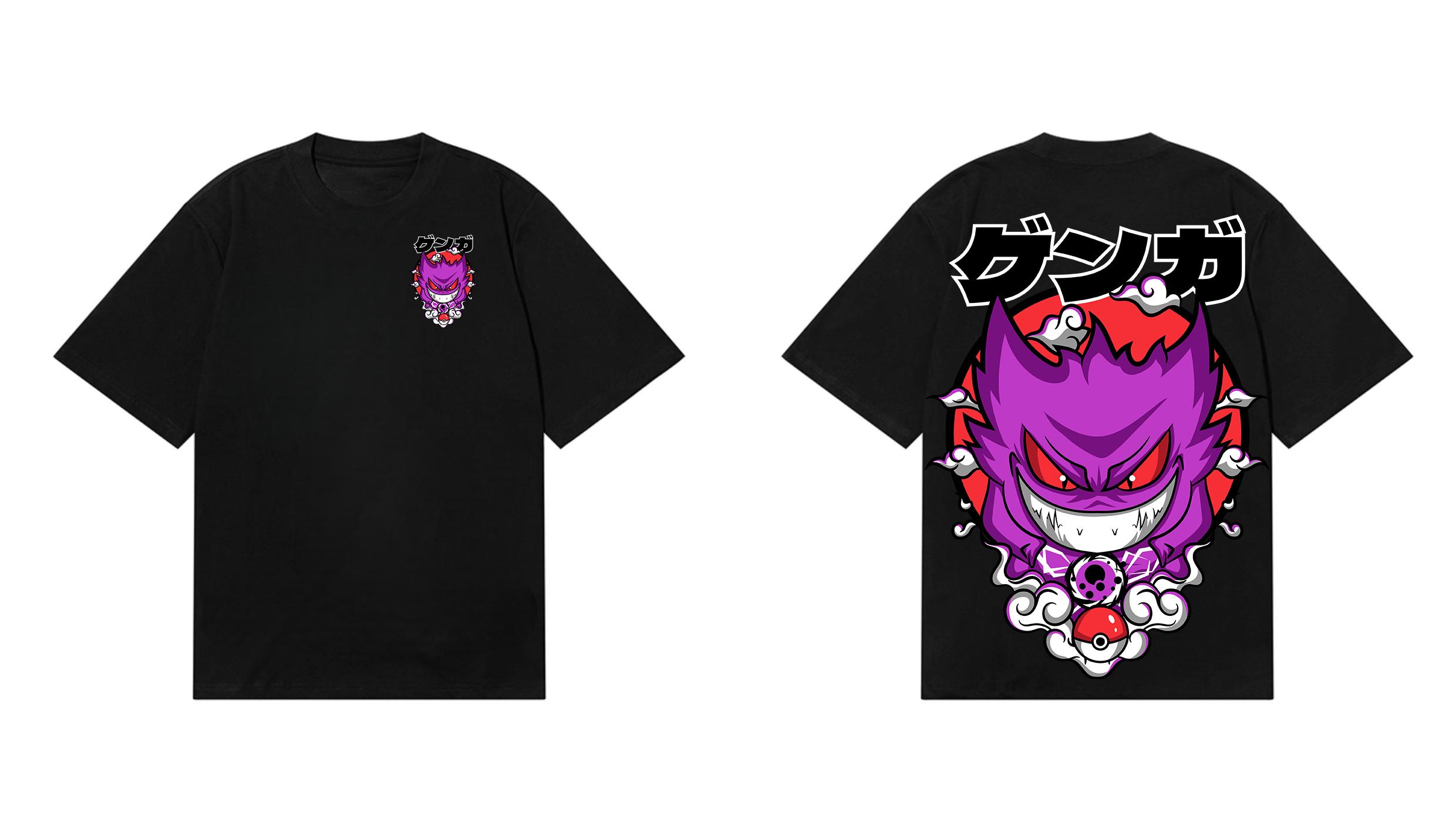 

Pokémon Anime Gengar Front and Rear Printed Tshirt Men and Women Summer Y2K Harajuku Loose Casual Versatile Shortsleeved Top 4XL