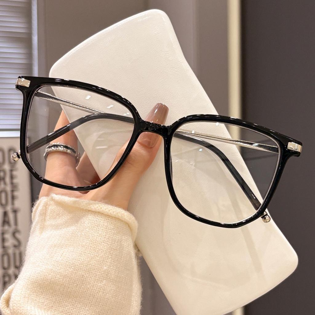 BMW Square frame leopard print flat glasses for women new arrival anti-blue light glasses frame metal temples show face small decorative glasses