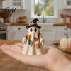 Halloween Tabletop Ornaments Lighted Vintage Patchwork Ghost, LED Light Up Ghost with Pumpkin Lantern, Spooky Indoor Party Supplies Cute Decor