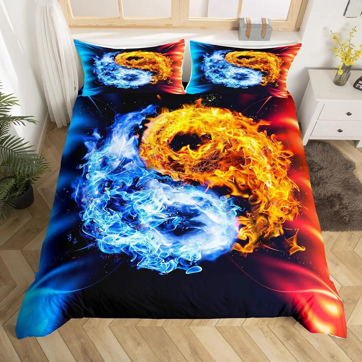 

Comforter 3D Print Yin Yang King Queen Boho Trippy Psychedelic Art Comforter Gossip Spark Bedding Set Comforter (quilt)-EU Single(135*200cm)3pcs