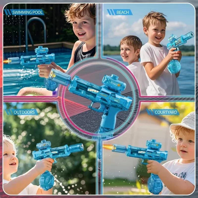 Artificial Firing And Recoil Electric Water Gun Toys Kids Automatic Sensor Lights Water Pistol Summer Outdoor Beach Kids Plaything