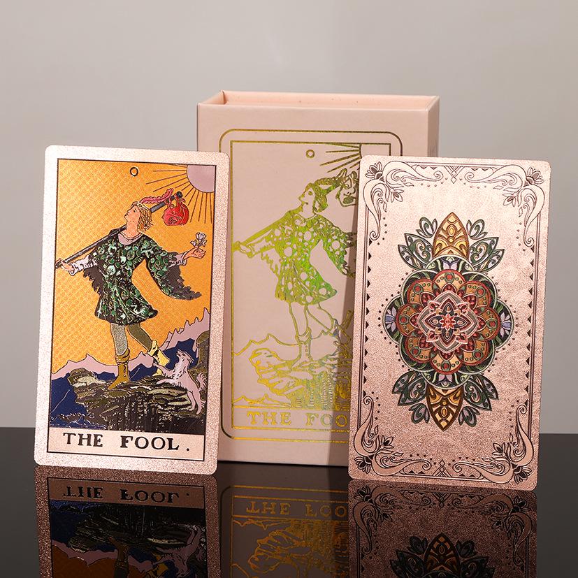 Gold Foil Waterproof Tarot Cards - Wear-Resistant Tabletop Game Toy