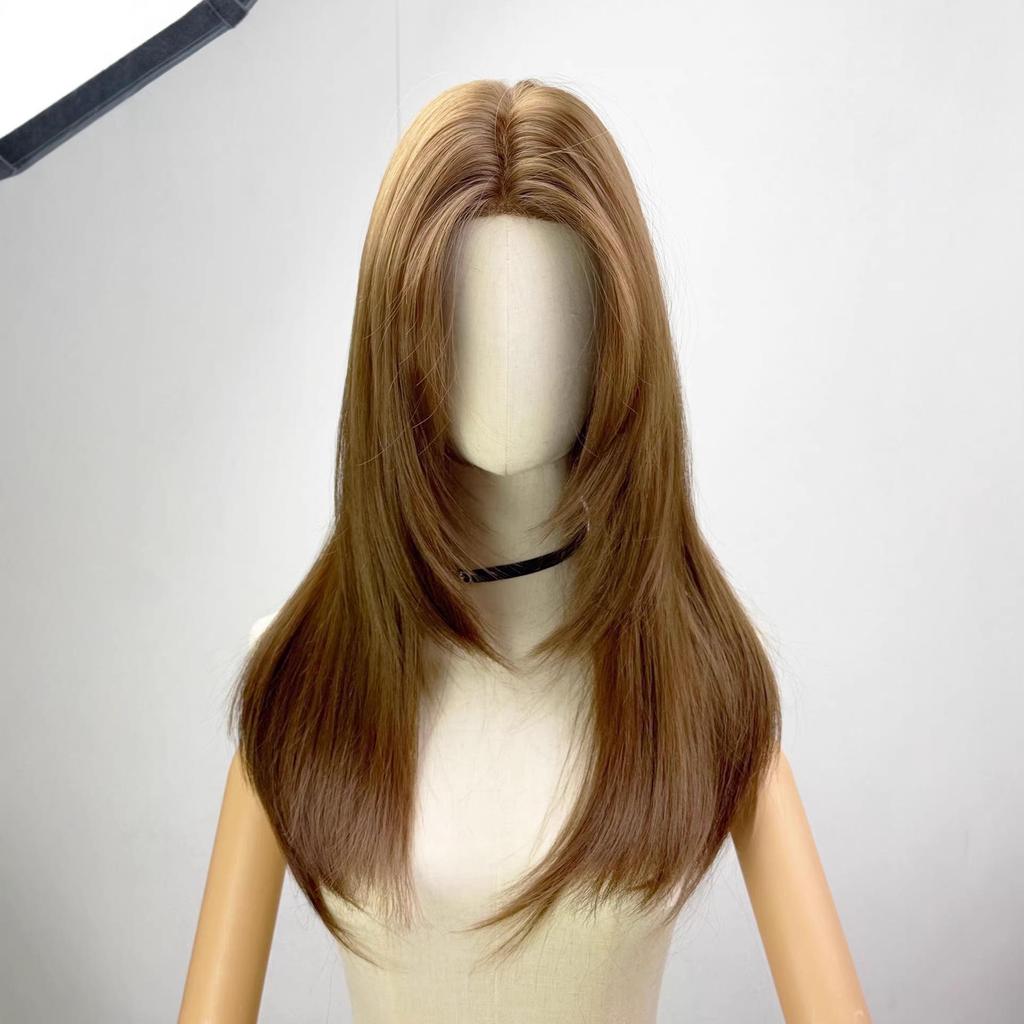 QianSi JiaRen Women's Wig with Imitation Hand-Tied Large Scalp, Lace, Windproof Buckle for Thickening and Full Head Coverage; No Wig Cap Needed.