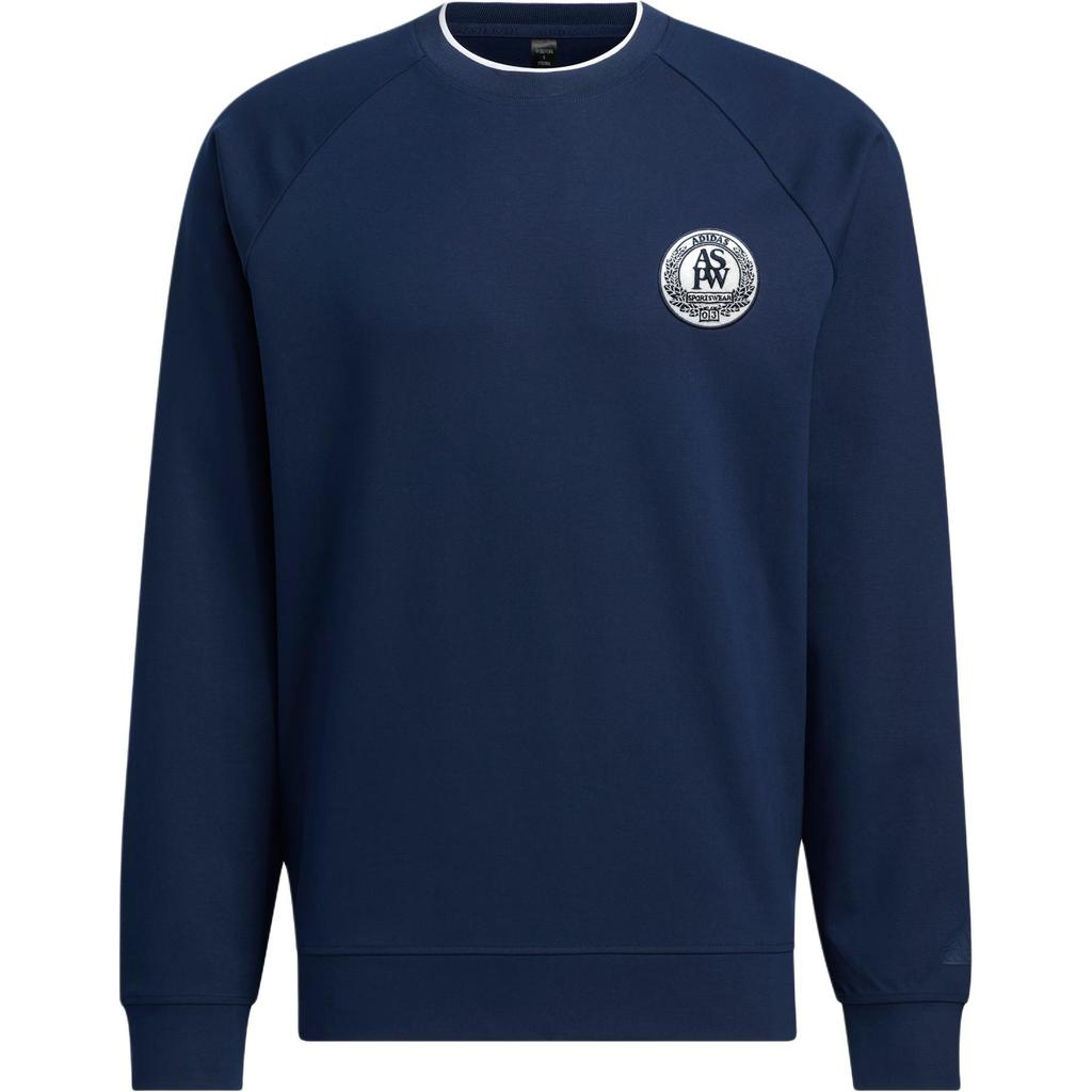 Adidas Verbiage Double Knit Sweatshirt With Letter Print And Color Block Collar Men Sweatshirt Navy-Blue JE3665