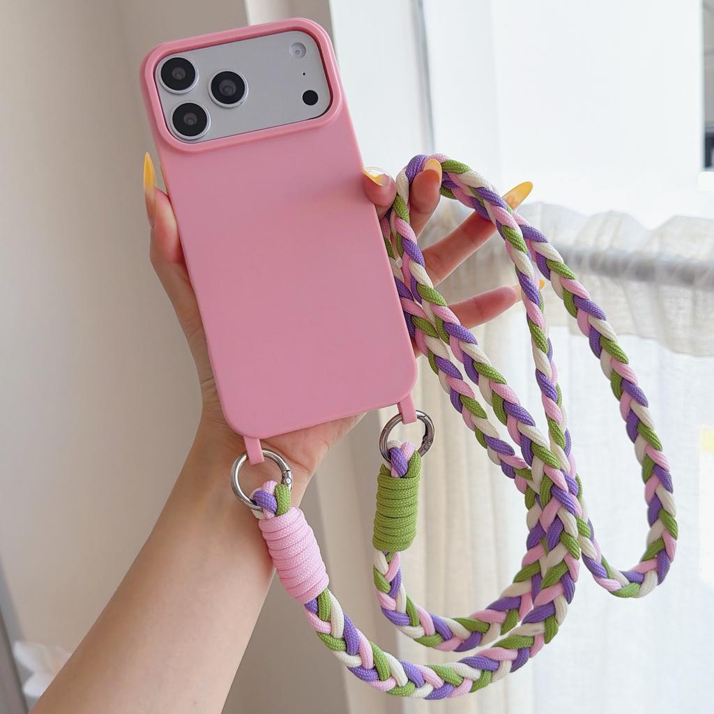 Shockproof Candy Lanyard Case For iPhone 17 16 Pro Max 14 12 11 13 15 Plus Air X XS Crossbody Neck Cord Strap Soft TPU Cover