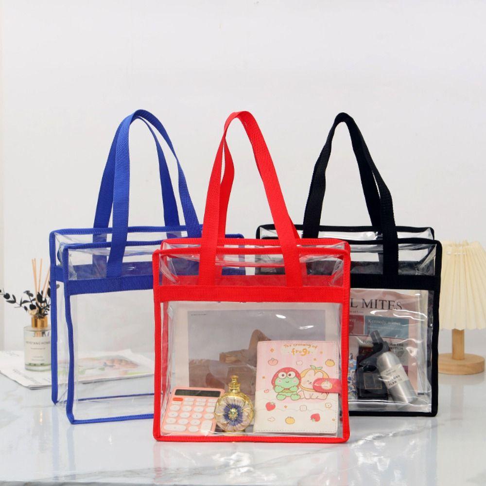 Beach Bag Large Capacity Makeup Storage Bag Zipper Bag Waterproof Bath Tote Bag PVC Casual Toiletries Organizer Travel