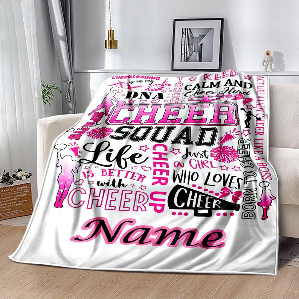 Cheer Squad Life Customize Your Name Throw Customizable Blanket Durable Comfort Versatile for Seaside Ideal for All Seasons Playful Design