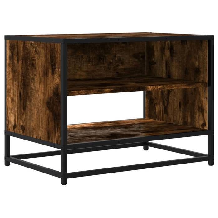 VidaXL Meuble TV chêne fumé 61x40x46 cm bois d'ingénierie et métal, banc TV, meuble hifi, centre de divertissement, buffet 848881