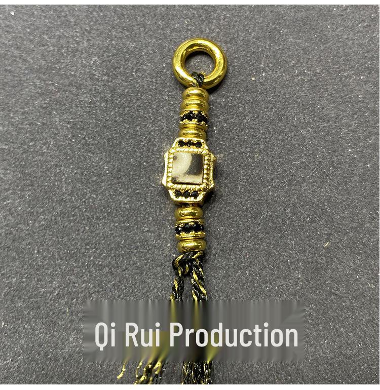 High-End Black Gold Dzi Inlay 108 Bead Pendant Necklace Accessory