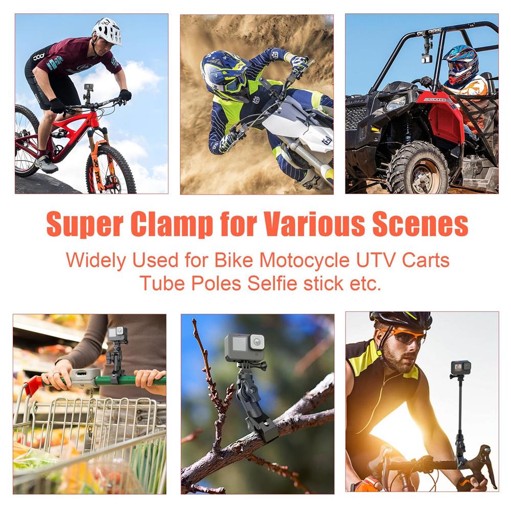 Motorcycle Handlebar Camera Mount Holder Clamp For Bike Bicycle UTV Adjustable