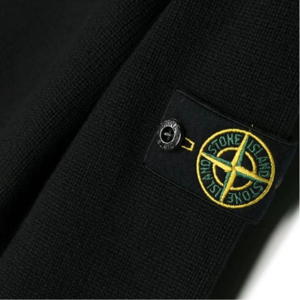 Stone Island Sweater Solid Color Crew Neck Pullover Long Sleeve Fitted Kids sweater Black 7916515A2-V0029