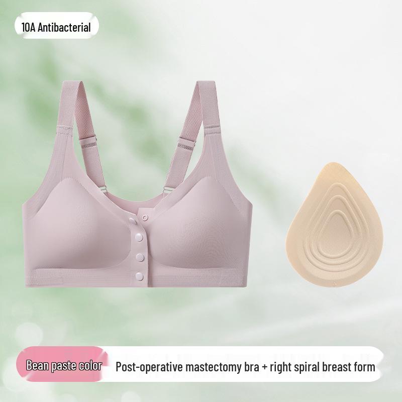 Cross-border Antibacterial Mastectomy Prosthesis Bra with Fake Breast Pads, Seamless Front Closure, for Post-Op and Reduction Support.
