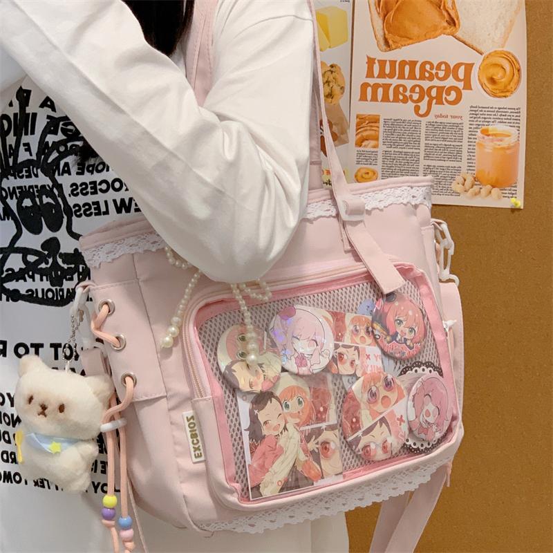 Nuova Borsa Ita Ulzzang Ragazza Dolce Uniforme Jk Stile Preppy Monospalla Borsa a Tracolla Badge Fai da Te Mostra Fumetti Borsa da Donna