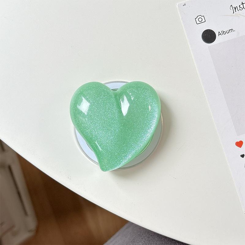 Glitter Solid Color Love Mobile Phone Airbag Bracket Magnetic Suction Retractable Lazy Support Frame Desktop Women'S Model