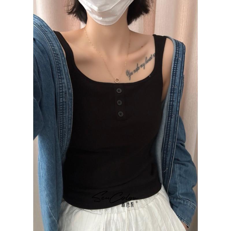 New Autumn and Winter Slim Everything Simple Fashion Vest Button Design Sense Thread Ground Hair Slim-fit Waistcoat
