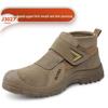 Men's Steel Toe Slip-On Suede Safety Shoes - Anti-Smash, Anti-Puncture, Ideal for Summer Welders