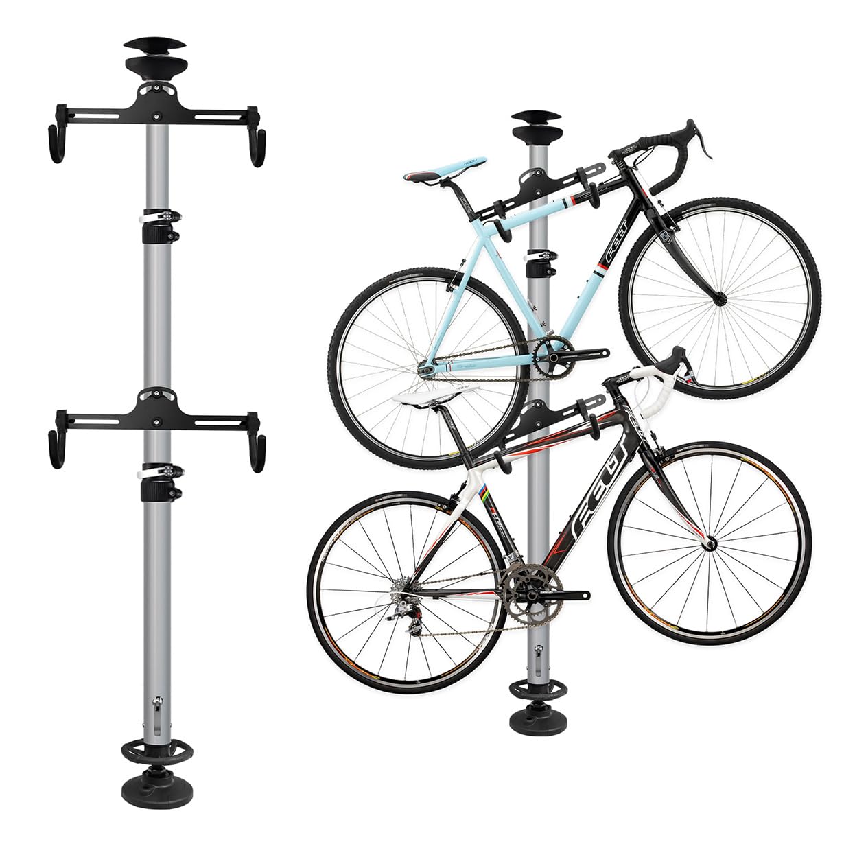 HEEOREV Bicycle Stand, Cycle Stand, Height Adjustable (Size: 146-362cm), Holds 2 Bikes, Display Stand, Bike Tower, Sturdy, Anti-Tip, Rustproof, Corros