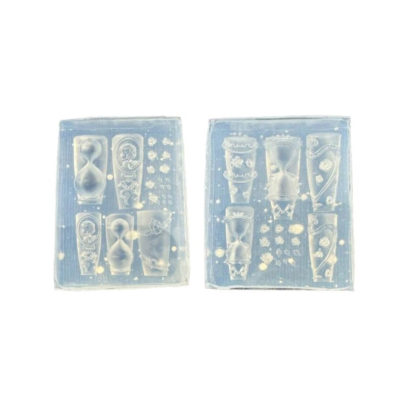 

3D Песочные часы с розой Силиконовая форма для нейл-арта Для DIY Украшения ногтей и поделок Многоразовый шаблон для резьбы