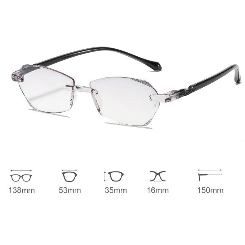 Fashion Blue Light Blocking HD Lens Hyperopia Eyeglasses Luxury Diamond Cut Reading Glasses Square FarSight Diopter +1.0 To +4.0