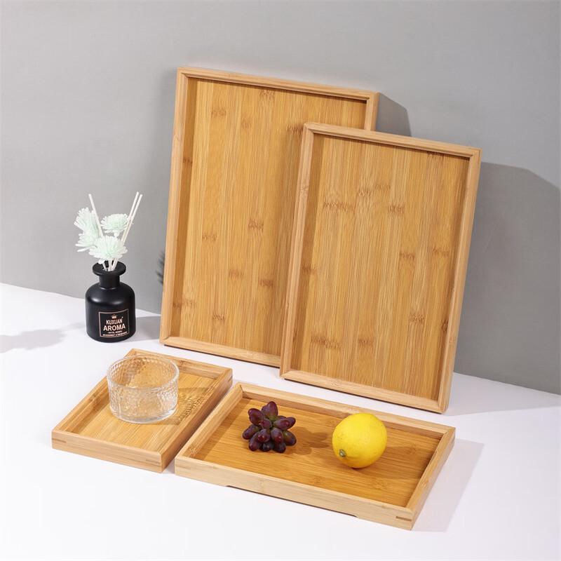 Bamboo Rectangular Tea Tray Set (2-Pack)