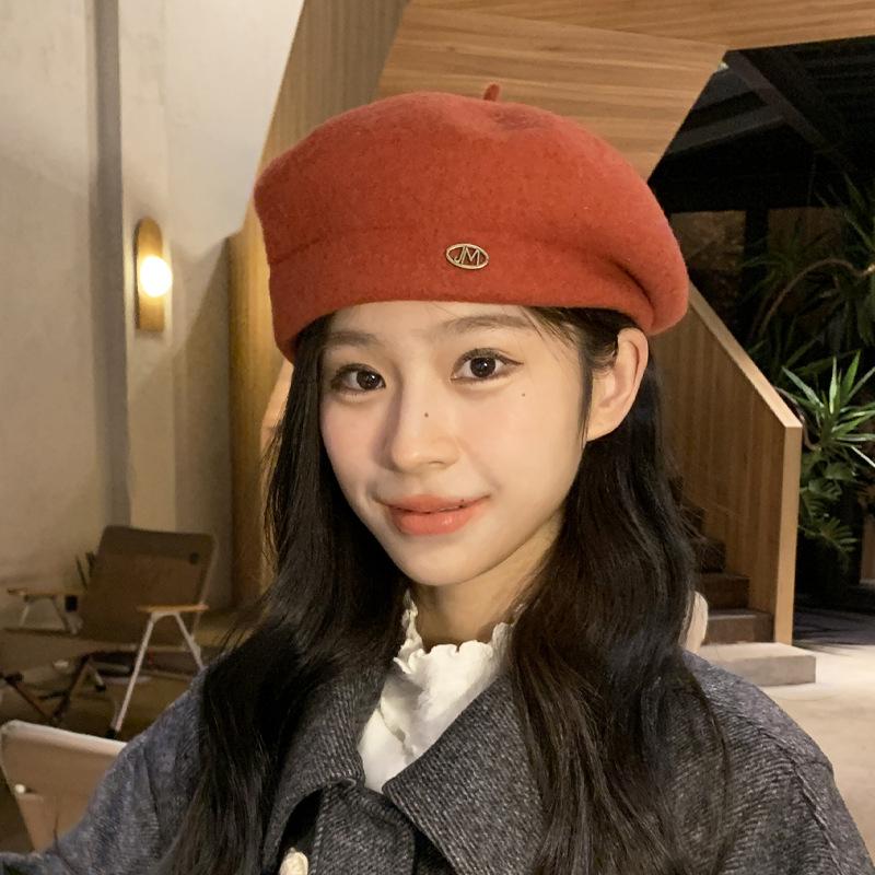 New Wool Painter Hat for Women with Big Head and Small Face  Fashionable Korean Version  Fashionable and Versatile Beret